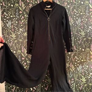 Genuine Vintage 60s 70s Black Zip-Front Women's Jumpsuit